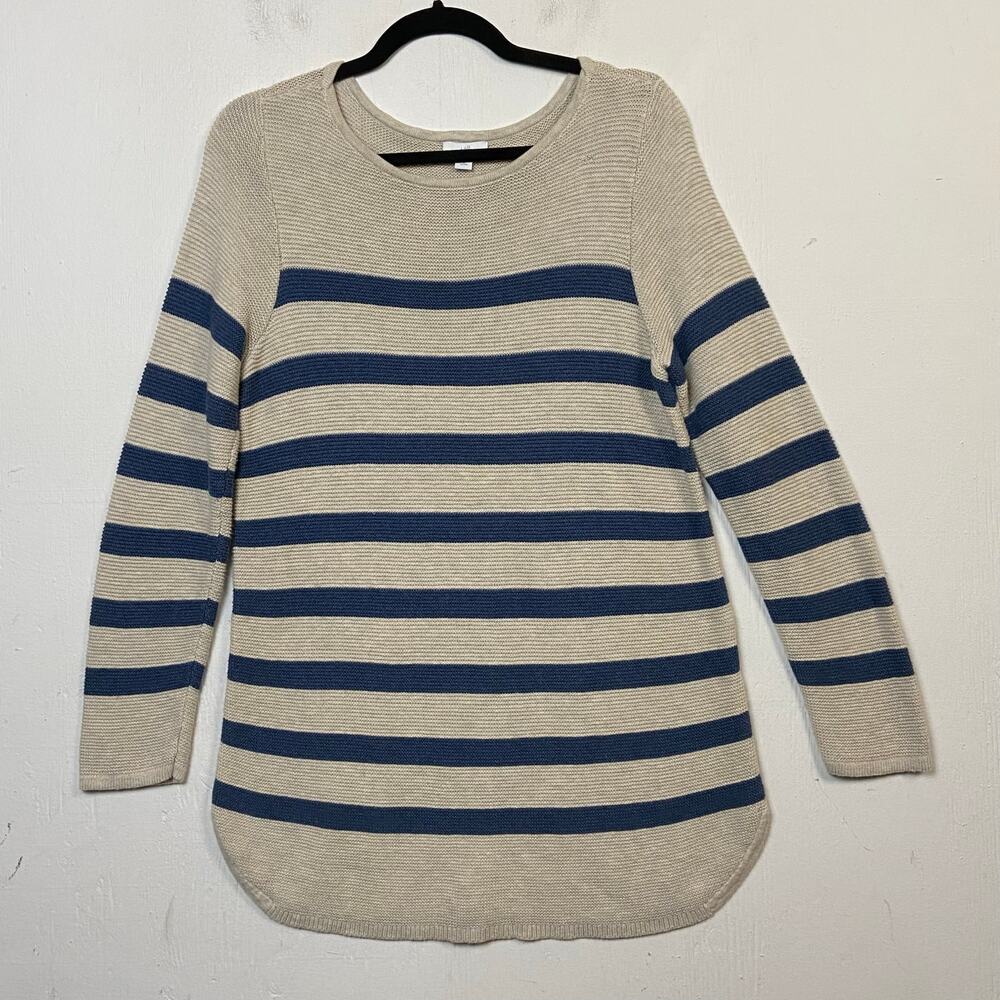 J. Jill Women's Striped Lightweight Pullover Cotton Sweater Size Medium Petite